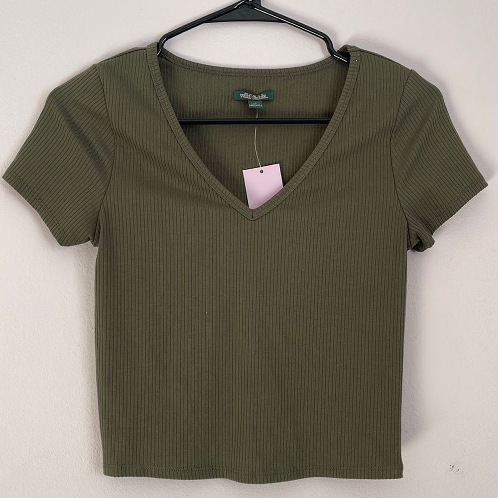 Olive Green Ribbed crop top